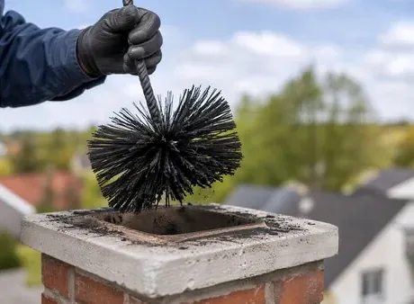 Cleaning a leaf-clogged flue in Westwood